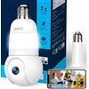 GNCC 2K Telecamera Lampadina WiFi Esterno per E26/E27, Visione Notturna a Colori, Rilevamento Umano e Tracciamento, Notifiche Instant, Archiviazione Cloud e Micro SD, Solo WiFi a 2,4 GHz, GL1