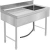 Ecoggeder Lavando in acciaio inossidabile a libera installazione, lavello singolo 100x50x80 cm, lavello da cucina rettangolare con piedistallo, lavello mobile per cucina, garage, lavanderia, esterno