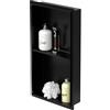 LuxeBath Nicchia a Parete in Acciaio Inossidabile con 2 Ripiani 30x60x10 cm Nero Nicchia per Doccia senza Telaio Ripiano Doppio Incorporato Nicchia Piastrellabile per Bagno Mensola per Doccia