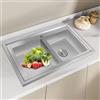 Vielrosse Lavabo doppio color argento, 800 x 500 x 155 mm, in acciaio inox, piano di lavoro da cucina, lavello da cucina