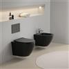Kiamami Valentina - Coppia di sanitari sospesi wc+bidet in ceramica nero opaco | Folk