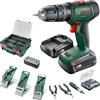 Bosch UniversalImpact 18V Trapano battente-avvitatore a batteria per avvitare e forare nel legno e nel metallo, nella muratura, set di accessori da 46 pezzi, 2 batterie