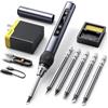 FNIRSI - Kit saldatore, DC/PD (96 W/65 W) Mini saldatore digitale, riscaldamento rapido 180-100 °F, 6 punte di saldatura, display OLED digitale, spegnimento automatico (con adattatore