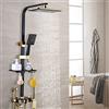 Jolre Set doccia a pioggia, in oro nero, colonna doccia, miscelatore, con doccetta, regolabile in altezza 75-120 cm.