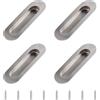 MOROBOR Maniglia a Incasso per Porta Scorrevole con Foro Laterale in Acciaio Inox, 4 Pezzi Maniglia Ovale da Incasso per Cassettiera Armadio/Maniglie con Viti Nascoste/Argento Spazzolato