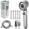 Generico Doccino Filtrante, Doccino per Doccia con 5 Filtri di Ricambio, Soffione Doccia ad Alta Pressione, 4 Modalità di Getto, Tubo Flessibile 1.5m (window gunmetal gray)