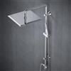 Görbach Colonna Doccia Acciaio Inox Senza Miscelatore Fori Muro Regolabili, Set Doccia a Pioggia con Doccetta a Mano e Soffione Doccia 30 * 30 cm Quadrato, Cromo