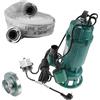 IBO Pompa A Immersione 1500 W 1,5 Kw Con Tritatutto + 2 Storz C + 20 M Tubo - Pompa Per Acqua Potabile E Sporca, Dispositivo Di Taglio, Pompa A Pedale Con Tubo, Colore Verde