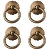 Tiazza 4 maniglie ad anello in ottone antico in stile cinese, per armadietti da cucina, guardaroba, cassetti, mobili, stile retrò, piccoli anelli da tirare (bronzo antico)