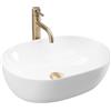 Rea - Lavabo Da Appoggio Lisa Lavandino Bagno 490 X 385 X 140 mm Ceramica (Bianco)