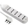 Electraline 62009 Multipresa 5 Posti Bivalenti 10/16A - Cavo 1,5 mt Bianco