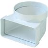 La Ventilazione CGV126B - Curva di collegamento D/100 a 120x60 mm per Aerazione Canalizzata Cappa Cucina da Tubo Tondo a Rettangolare e Viceversa, In Pvc Colore Bianco