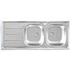 Mabel srl MABEL Lavello Cucina 2 Vasche con Gocciolatoio Lavandino Cucina Lavello Incasso Acciaio Inox 201 con Finitura Spazzolata Facile da Pulire Lavabo Cucina Profondità Vasche 15 cm - L 116 cm x P 50 cm