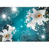 Runa Art Carta da parati fotografica fiori di giglio ornamento 352 x 250 cm Vello Sfondo Murale XXL Moderne Decorazione Soggiorno Camera De Letto Sala Ufficio turchese 9195011a