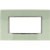 puntoluceled Placca in vetro lucido compatibile con BTicino Axolute 4 moduli Verde Biancastro - Cornice frontale da incasso cassetta 504
