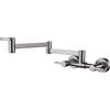 WEITOL Rubinetto for lavello da cucina pieghevole in ottone con braccio oscillante, miscelatore da cucina a doppio foro a parete for acqua calda e fredda con 3 maniglie, nero (Color : Brushed Nickel)