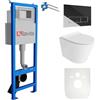 Lavita LAV 101 Elemento Pre-muro per WC 40cm + WC Sospeso a Parete GALVE Bianco Senza Bordo + Pannello di Comando LAV 200.3.2 Cromato + Set Completo Sedile WC con Sistema di Abbassamento Automatico