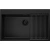 PRIMAGRAN Lavello da Cucina Tutto Nero 78x50cm, Lavandino in Granito a 1 vasca + Set di accessori, Lavabo da Cucina Incasso al Mobile 80cm - Oslo Top S575