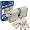 GERCAR Pro Set di 1 cilindro di serratura, con chiusura identica, 28/34 mm, cilindri profilati, con 5 chiavi, per serratura di porta, lunghezza: 62 mm, A: 28, B: 34 - Sistema di chiusura
