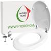 HYDRO HOME - Tavoletta WC Copriwater Ovale HH019 Compatibile con Vari Modelli con le Stesse Misure, Coperchio Water Sedile WC a Fissaggio dal Basso con Cerniere Regolabili, Coperchio WC