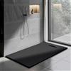 Yellowshop - GENESIS Piatto doccia rettangolare marmoresina h 2,5 cm antracite e bianco finitura ardesia scarico laterale a scomparsa con sifone diverse dimensioni (Antracite, 80x140)