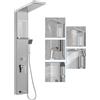 UISEBRT Pannello doccia in acciaio inox, 5 funzioni, set completo con doccia a pioggia, cascata, doccetta, 2 getti massaggianti, beccuccio per vasca (argento spazzolato)