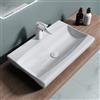 doporro Lavabo da Appoggio in Ceramica Bianco Lucido, Lavandino Bagno Moderno con Foro Rubinetto e Rivestimento Nano 62,5x39,5x12 cm Brüssel890