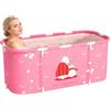 Plasaig Vasca da bagno portatile, vasca da bagno pieghevole da 115cm, vasca da bagno addensata a 7 strati con supporto in metallo, SPA (Stile orso ros)