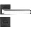 domino AXE-QR - Maniglia per porta WC, set di rosetta quadrata per porte del bagno, set di rosette in alluminio nero/bianco