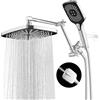 Jcrob Soffione doccia a pioggia da 30,5 cm con doccetta e braccio di estensione, soffione doccia a cascata ad alta pressione, doppio soffione con deviatore a 3 vie, altezza/angolo regolabile (cromato)