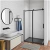 AICA Porta scorrevole doccia 120x200cm Box Doccia a Nicchia PROFILO NERO OPACO Vetro Temperato 8mm Anticalcare