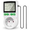 Fuhjythy Presa Termostato Presa Regolatore Temperatura Digitale 16A, Schermo LCD Riscaldamento e Raffreddamento Termostato Rettile Spina UE