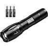 hntoolight Torcia LED T6 10 W, AAA ,18650 torcia, torcia impermeabile torce, XM-L 8000LM, 5 modalità LED set imballaggio con batterie ricaricabili AAA