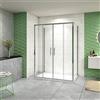 GENERIC 80X120x80 cm Box Doccia A Tre Lati Alto 185 cm Porta Scorrevole 2 Ante Mobili 2 Pareti Laterali Vetro Temperato Trasparente Da 5 mm Cromo Lucido
