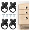 Taoduod 4 Pz Tiranti per Cassetti e Anelli Nero Pomelli ad Anello Retrò Cassetto Mobili Anello Rotonde Porta del Mobile Maniglie Anelli Anticati per Maniglie Cassetti per Armadio