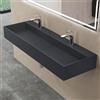 doporro Lavabo Bagno Sospeso Rettangolare Lavabo doppio da Appoggio con 2 Fori Rubinetto 120 x 40 x 14 cm Antracite Opaco Lavandino in Resina Minerale Ideale per Casa Ristorante e Hotel Colossum6028