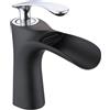 ZYCDP Rubinetto Bagno a Cascata Miscelatore Lavabo Monocomando Rubinetto Cascata Miscelatore Bidet Bagno Cascata, Nero + Cromo