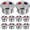 HONITANO Copri Foro Rubinetto Cucina e Bagno 10 Pezzi ABS Argento | Indicatori Caldo e Freddo, Diametro Foro Consigliato 6, 7, Installazione Semplice, per Lavabi e Docce