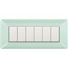 Electron 1 Placca, Made in Italy, 6 moduli/posti, Compatibile Con BTicino Matix, colore verde pastello, Placche In plastica di alta qualità, 100% compatibile con i supporti e i moduli originali