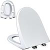 Wttfc Copriwater Sedile WC Coperchio WC con Chiusura Ammortizzata e Cerniere Regolabili, Sgancio Rapido, Facile da Montare e Pulire, Tavoletta WC Universale Forma di D/U, PP, 02K, 48x38cm