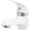 RUETERY Rubinetto per lavabo, con nucleo in ceramica e sistema di risparmio idrico, miscelatore monocomando, con acqua calda e fredda, altezza 450 mm, per bagno, WC ospiti, colore bianco