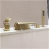 XJTNLB Rubinetto Bordo Vasca 4 Fori Miscelatore Doccia Monocomando Oro Spazzolato Rubinetteria Completa a Cascata con Miscelatore Vasca