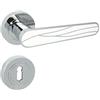 Domino Maniglia per porta, guarnitura con rosetta rotonda, Türklinke per porta d'ufficio, porta del seminterrato e porta interna, guarnizioni per porte in cromo Znal/Bianco, guarnitura per porta