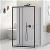 Inbagno Box doccia 3 lati 80x140x80 cm nero opaco H 195 cm, porta scorrevole e 2 parete fisse con vetro trasparente e installazione reversibile, Tay