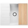 PRIMAGRAN Lavello da Cucina Bianco 62x50cm, Lavandino in Granito a 1 vasca + Set di accessori, Lavabo da Cucina Incasso al Mobile 50cm - Copenhagen Top S434
