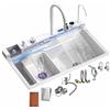 Generic Lavello da cucina bianco multifunzione, a cascata, grande, lavello singolo, in acciaio inossidabile 304, accessori completi (bianco, 85 x 45 x 22 cm)