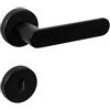 JUVA Set di Maniglie per Porta Raccordo Porta Alluminio Nero Opaco su Rosetta Rotonda BB - Modello Serratura SHAPE 1 Set Porta con Materiali di Montaggio, nero