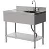 Caskunbsy Lavabo mobile in acciaio inox, lavello esterno in acciaio inox, con 1 lavandino (a destra), lavandino portatile e commerciale con rubinetto
