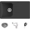Quareco Prime 861 Lavello da Incasso Granito Nero 86x50 1 Vasca con Gocciolatoio QLP861NE