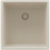 PRIMAGRAN Lavello da Cucina Tutto Beige 46x47cm, Lavandino in Granito a 1 vasca + Sifone Classico, Lavabo da Cucina Incasso al Mobile 50cm - London Slim S216